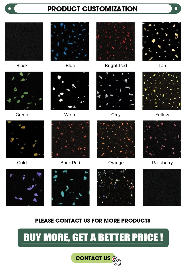 many color choices of rubber flooring mat